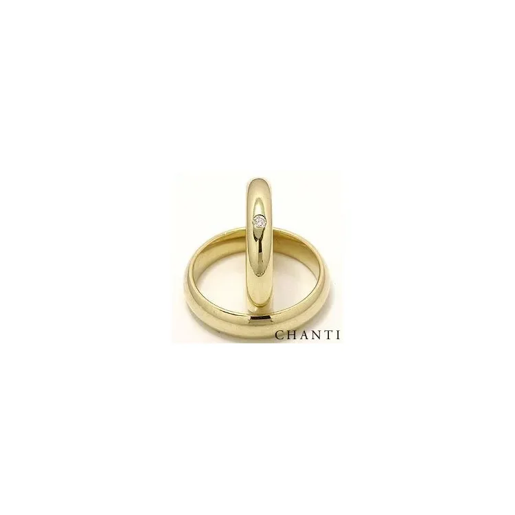 runden Diamant trauringe aus 14 Karat Gold 0,05 ct - set