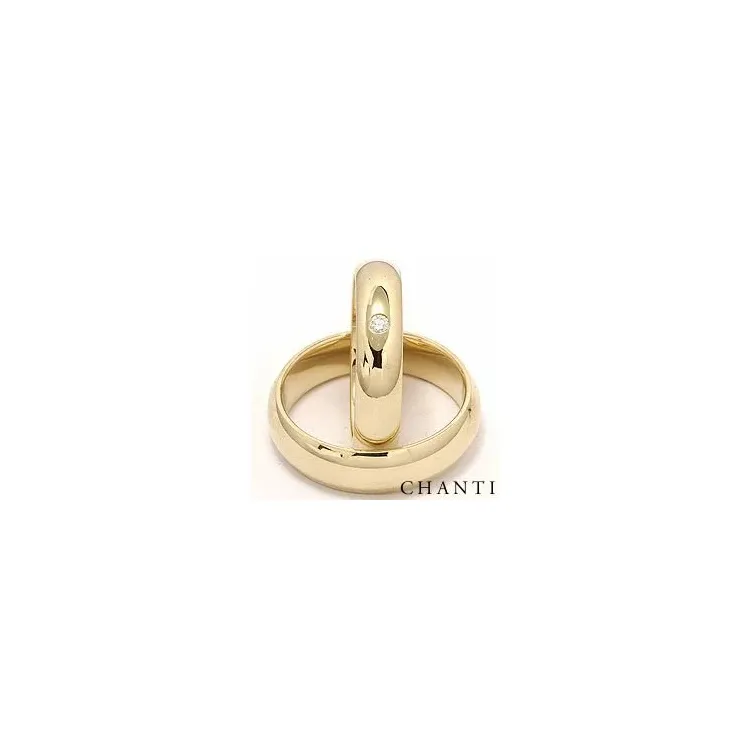runden Diamant trauringe aus 14 Karat Gold 0,05 ct - set