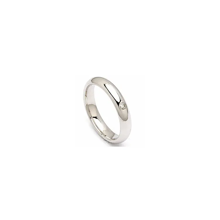 runder Trauring aus 14 Karat Weißgold 0,05 ct