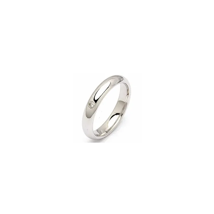 runder Trauring aus 14 Karat Weißgold 0,05 ct