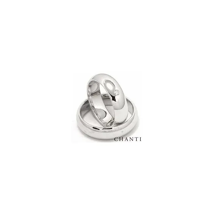 Breite runden trauringe aus 14 Karat Weißgold 0,05 ct - set