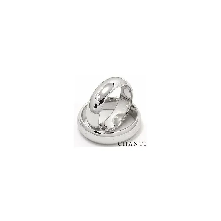 Breite runden trauringe aus 14 Karat Weißgold 0,05 ct - set