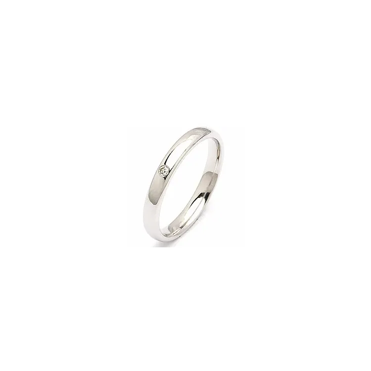 Eng ovaler Trauring aus 14 Karat Weißgold 0,025 ct