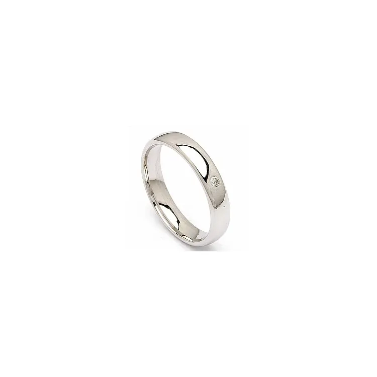Trauring aus 14 Karat Weißgold 0,025 ct