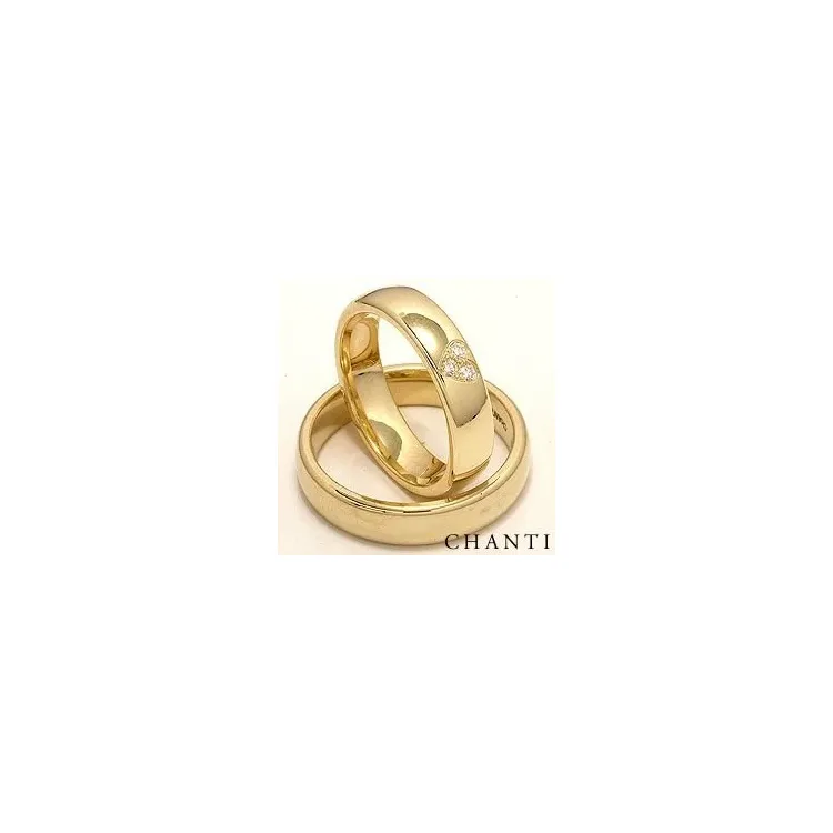 Herz trauringe aus 14 Karat Gold 0,075 ct - set