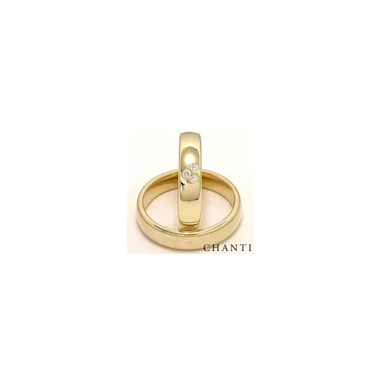 Herz trauringe aus 14 Karat Gold 0,075 ct - set