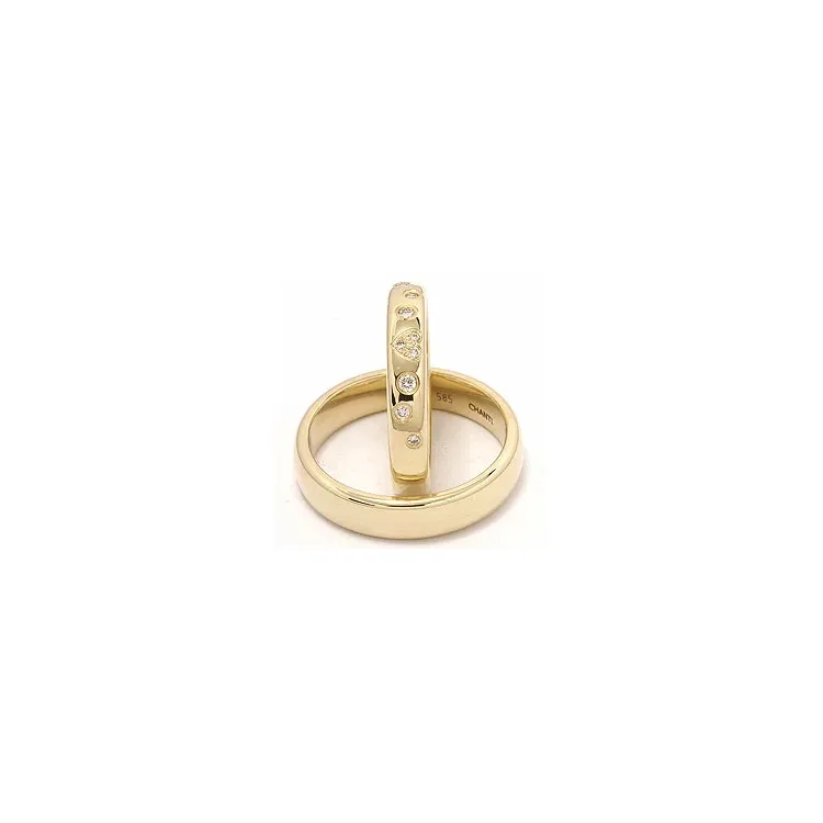 Herz trauringe aus 14 Karat Gold 0,13 ct - set
