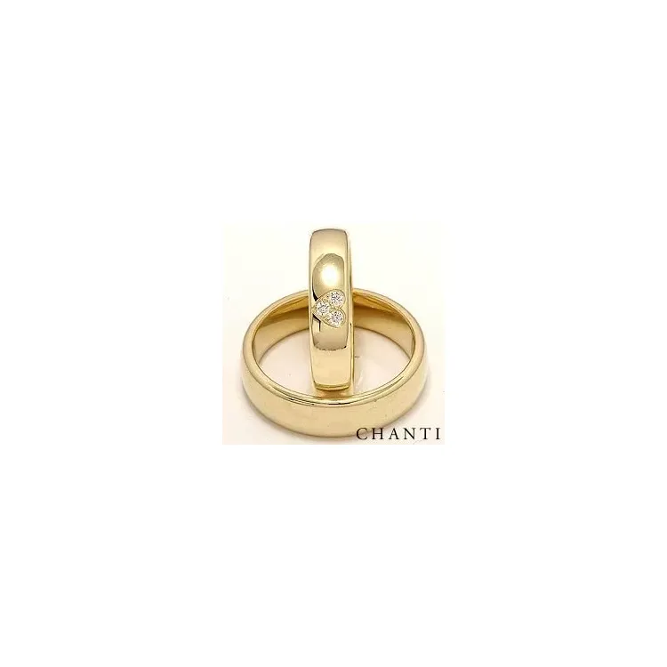 Herz trauringe aus 14 Karat Gold 0,075 ct - set