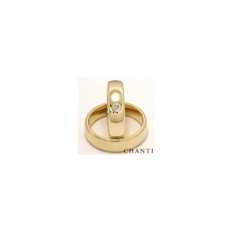 Breite ovalen trauringe aus 14 Karat Gold 0,10 ct - set