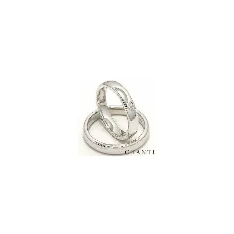 Herz trauringe aus 14 Karat Weißgold 0,03 ct - set