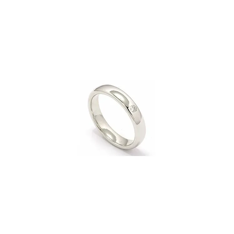 Trauring aus 14 Karat Weißgold 0,05 ct