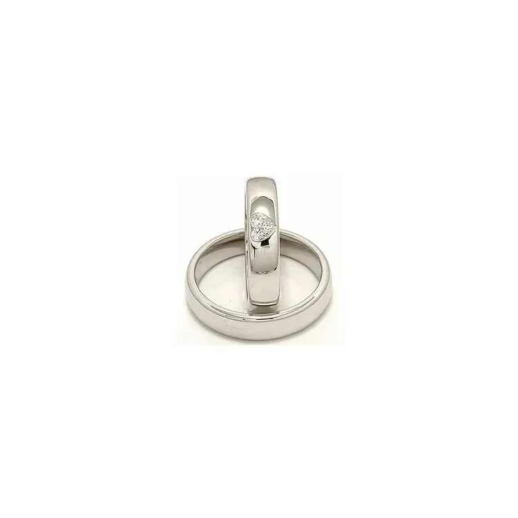 Herz trauringe aus 14 Karat Weißgold 0,075 ct - set