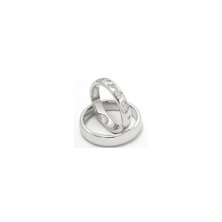 Herz trauringe aus 14 Karat Weißgold 0,13 ct - set