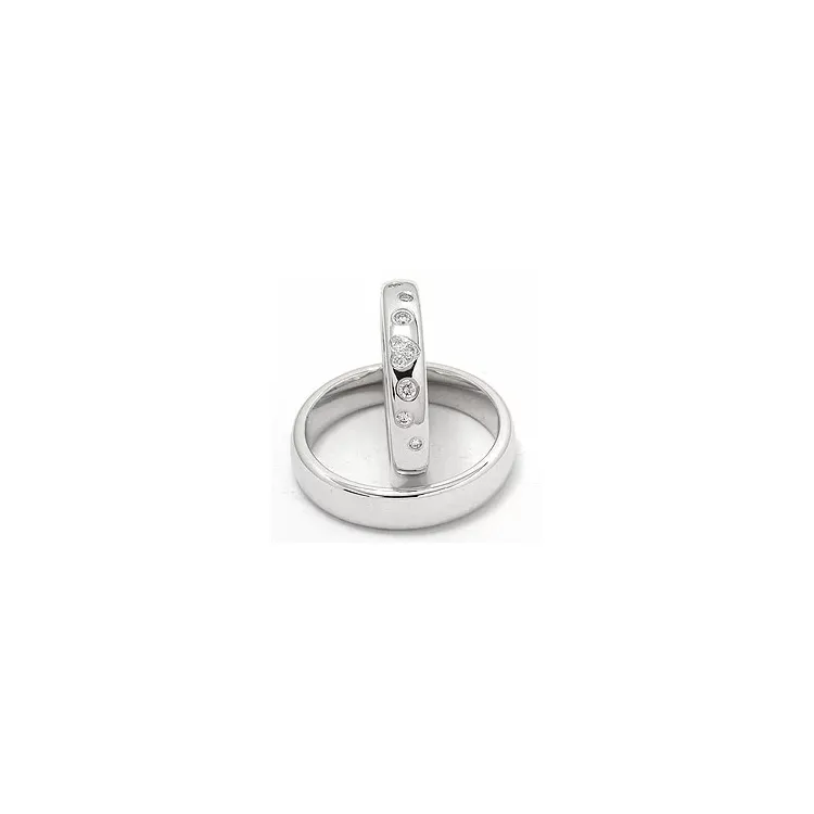 Herz trauringe aus 14 Karat Weißgold 0,13 ct - set