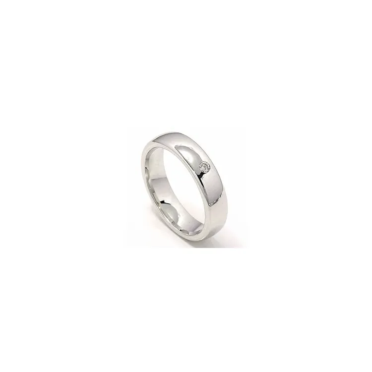 breit Trauring aus 14 Karat Weißgold 0,05 ct