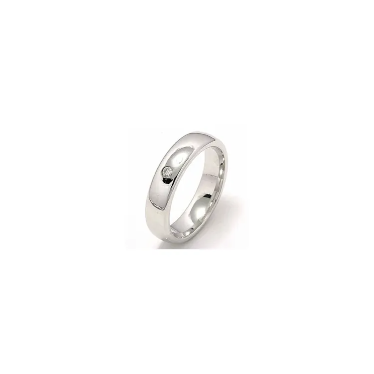 breit Trauring aus 14 Karat Weißgold 0,05 ct