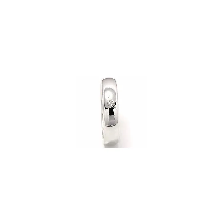 breit Trauring aus 14 Karat Weißgold 0,05 ct