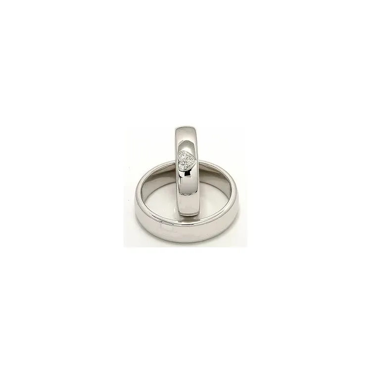 Breite Herz trauringe aus 14 Karat Weißgold 0,075 ct - set