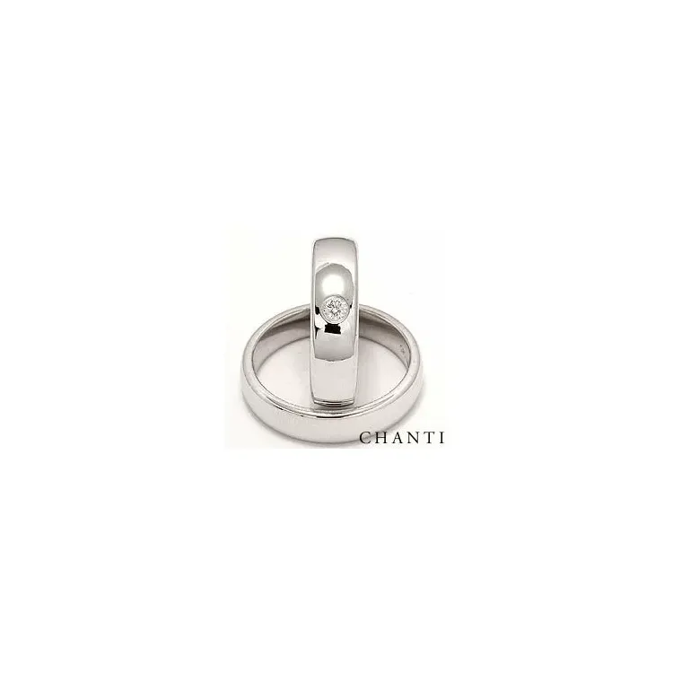 Breite ovalen Brillant trauringe aus 14 Karat Weißgold 0,10 ct - set