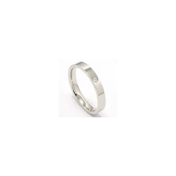 Eng Flach Trauring aus 14 Karat Weißgold 0,025 ct