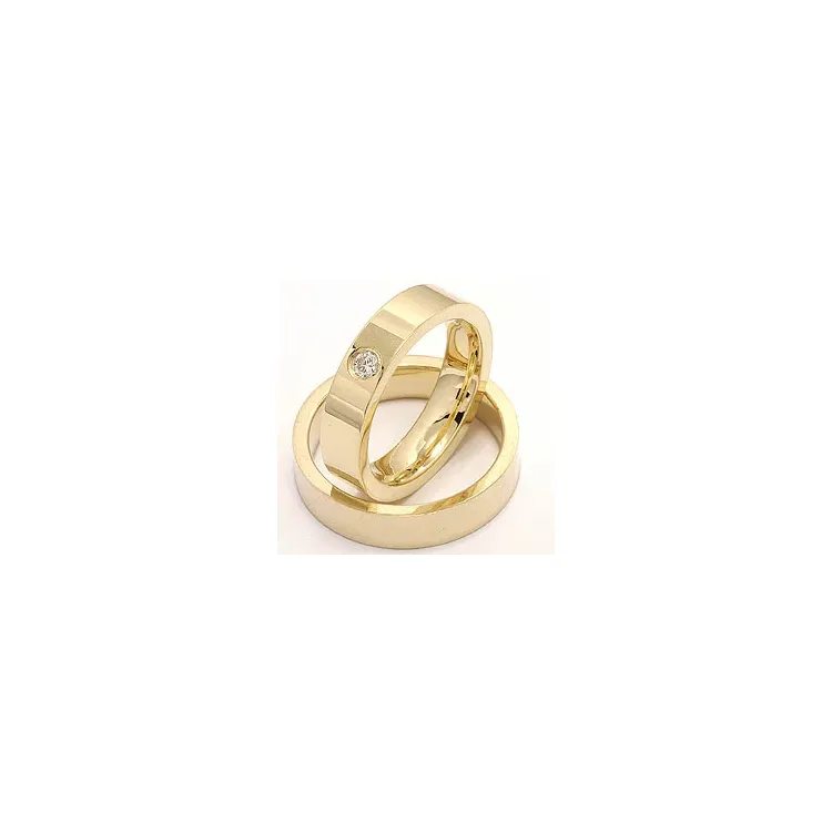 flachen trauringe aus 14 Karat Gold 0,10 ct - set
