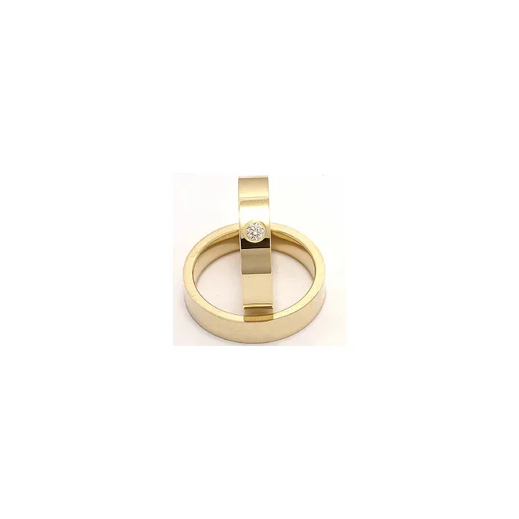 flachen trauringe aus 14 Karat Gold 0,10 ct - set