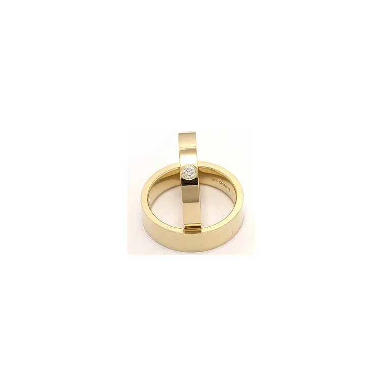 Polierten flachen Diamant trauringe aus 14 Karat Gold 0,10 ct - set