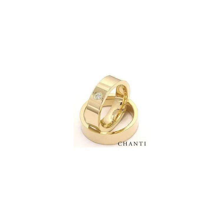 Breite flachen Diamant trauringe aus 14 Karat Gold 0,10 ct - set