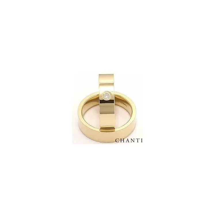 Breite flachen Diamant trauringe aus 14 Karat Gold 0,10 ct - set