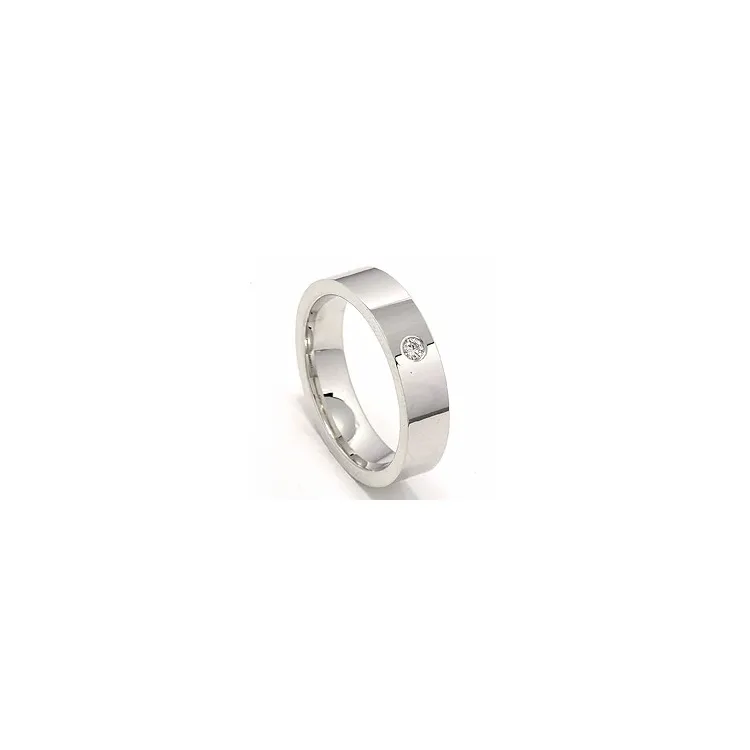 Trauring aus 14 Karat Weißgold 0,05 ct