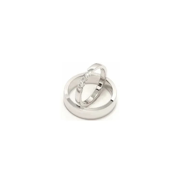 Trauringe aus 14 Karat Weißgold 0,15 ct - set