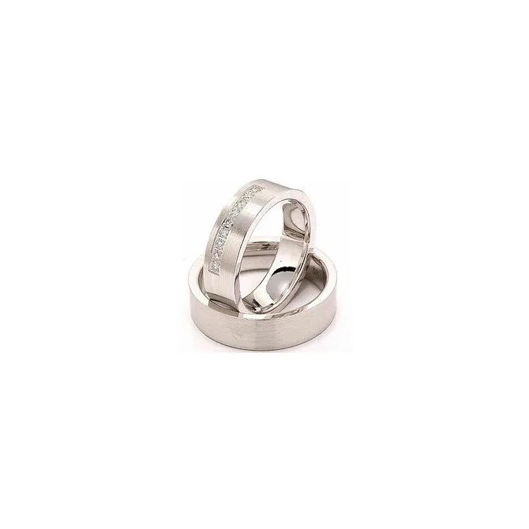 Matt trauringe aus 14 Karat Weißgold 9 x 0,015 ct - set