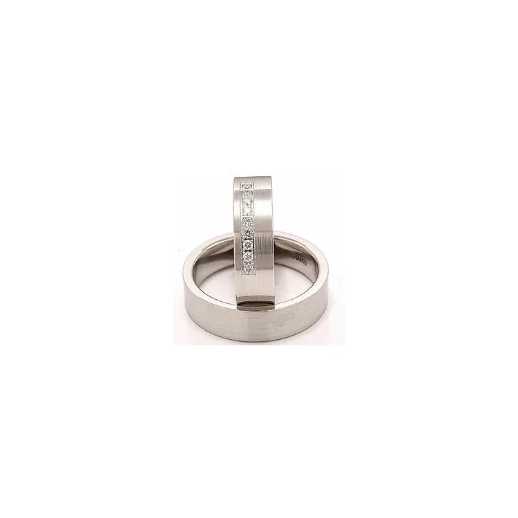 Matt trauringe aus 14 Karat Weißgold 9 x 0,015 ct - set