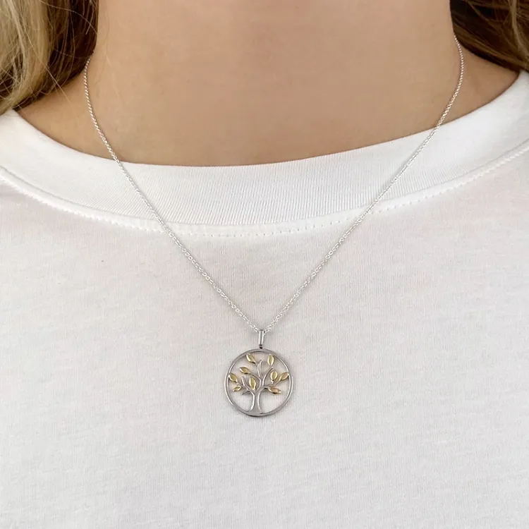 Lebensbaum Anhänger aus Silber und vergoldetem Sterlingsilber