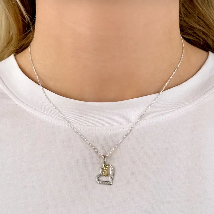 Herz infinity Anhänger aus Silber und vergoldetem Sterlingsilber