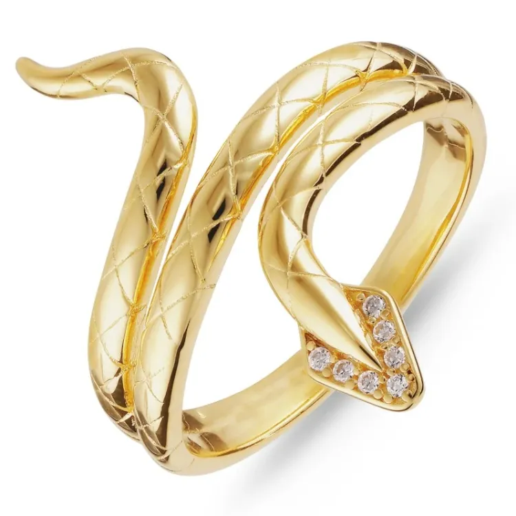 Schlange Zirkon Ring aus vergoldetem Sterlingsilber