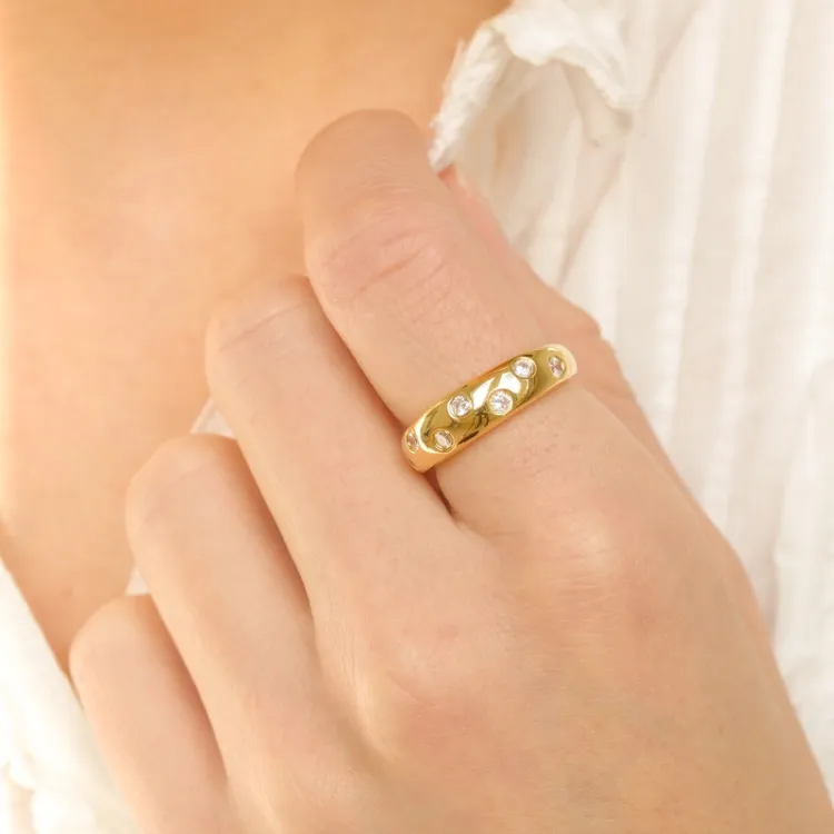 Zirkon Ring aus vergoldetem Sterlingsilber