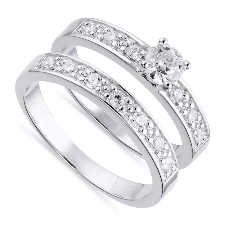 Breit weißem Zirkon Ring aus Silber