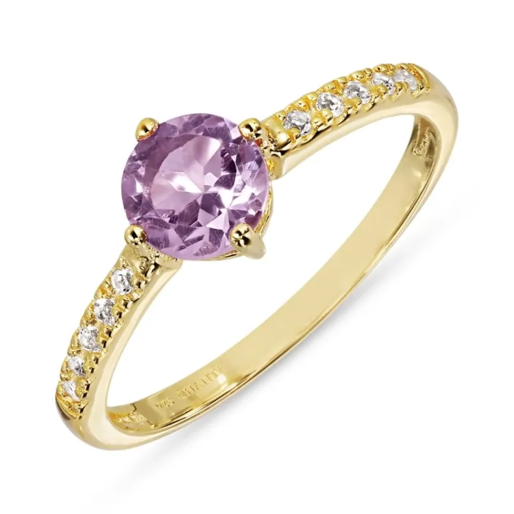 synthetisch Amethyst Ring aus vergoldetem Sterlingsilber