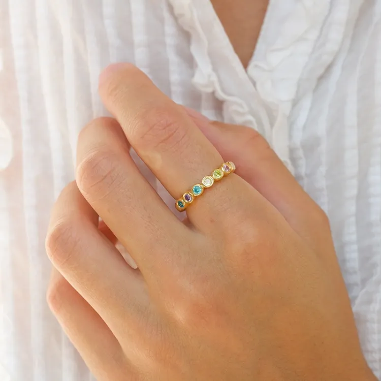 mehrfarbigem Zirkon Ring aus vergoldetem Sterlingsilber - Bubbly Twist