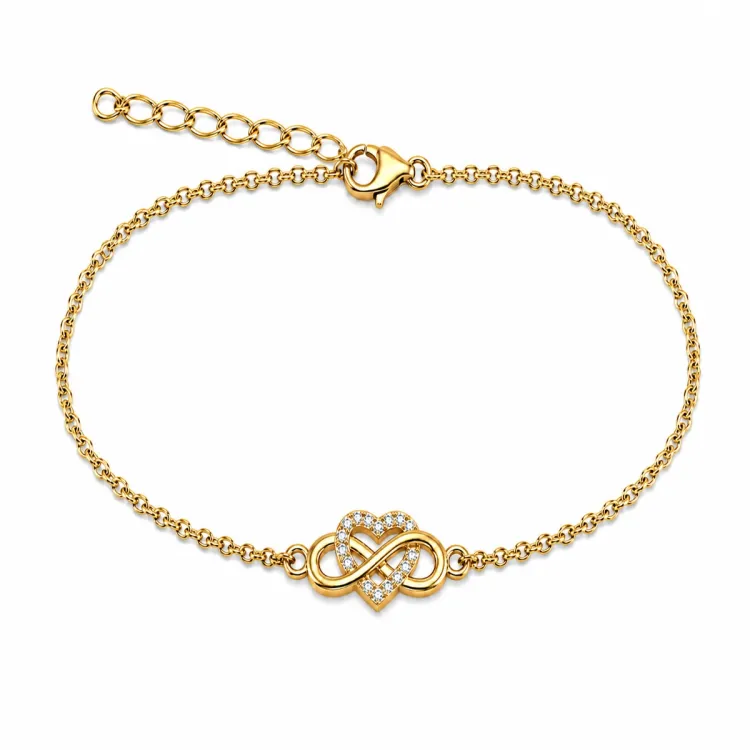 Herz infinity Armband aus vergoldetem Sterlingsilber