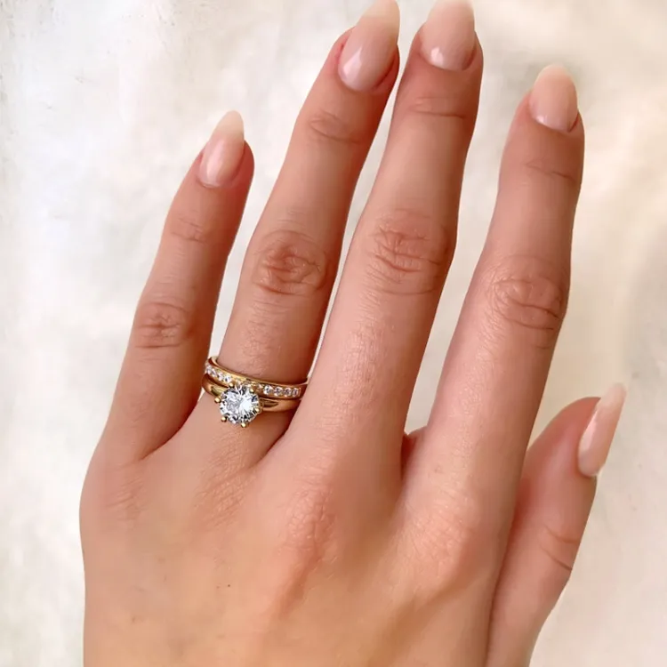 Zirkon vergoldetem Fingerring aus vergoldetem Sterlingsilber