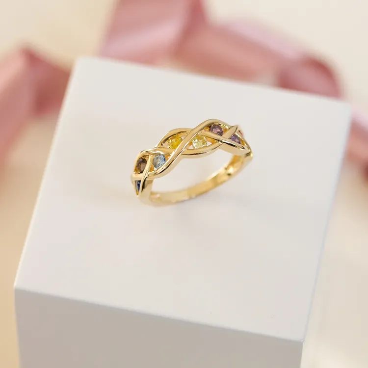 mehrfarbigem Zirkon Ring aus vergoldetem Sterlingsilber
