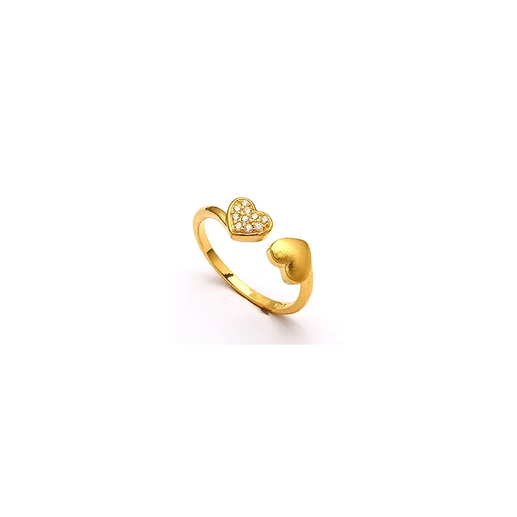 Herzen weißem Zirkon Ring aus vergoldetem Sterlingsilber
