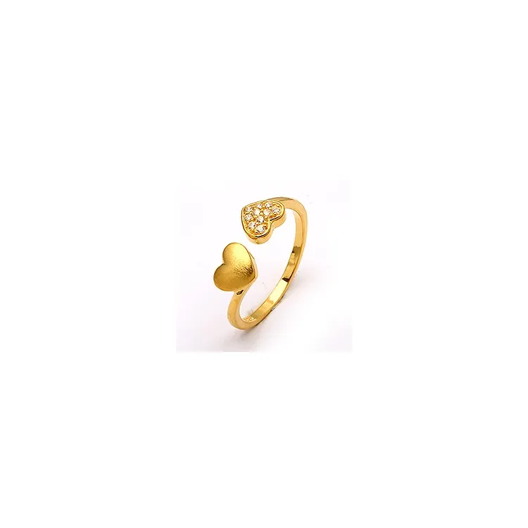Herzen weißem Zirkon Ring aus vergoldetem Sterlingsilber