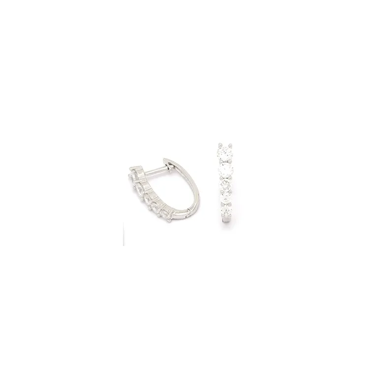 14 mm Zirkon Kreolenohrringe in rhodiniertem Silber