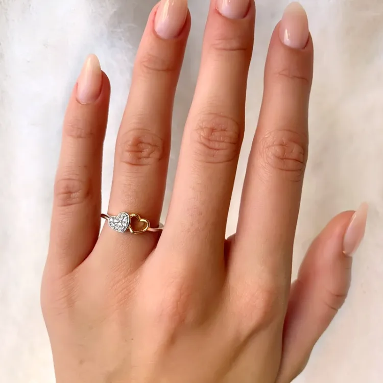 Herz Ring aus Silber mit vergoldetem Sterlingsilber