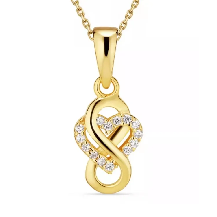 infinity Zirkon Halskette aus vergoldetem Sterlingsilber und Anhänger aus vergoldetem Sterlingsilber