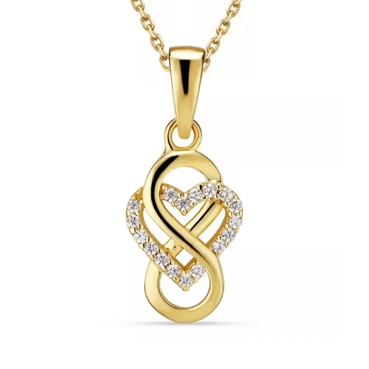infinity Zirkon Halskette aus vergoldetem Sterlingsilber und Anhänger aus vergoldetem Sterlingsilber