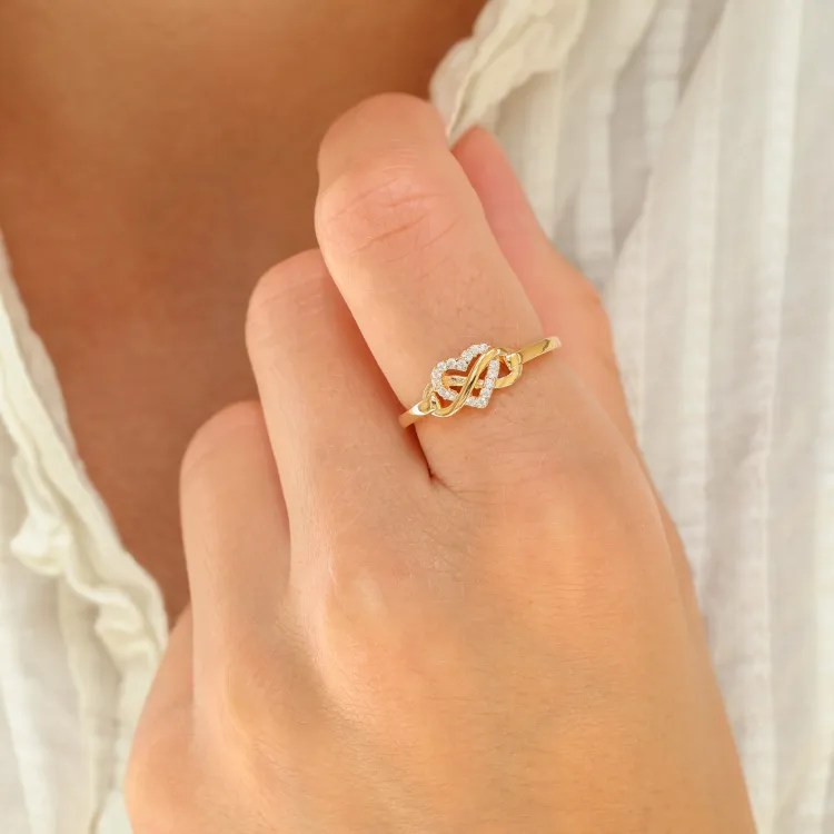 Herzen Zirkon Ring aus vergoldetes Messing